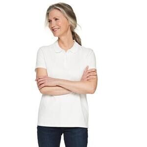 Croft & Barrow Womens Essential Extra-Soft White Polo Shirt Size XL
